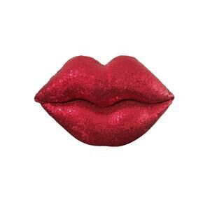 Isaac Mizrahi Sequin Home Decor Pillow Hot Pink Lips Kiss 20” X 14”